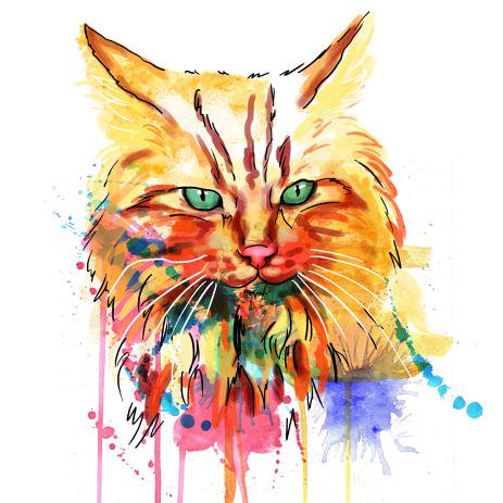 463x463 Watercolor Cat Art Pet Portraits Made To Order - Watercolor Cat Art
