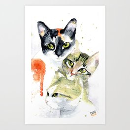 264x264 Watercolor Cats Art Prints Society6 - Watercolor Cat Art