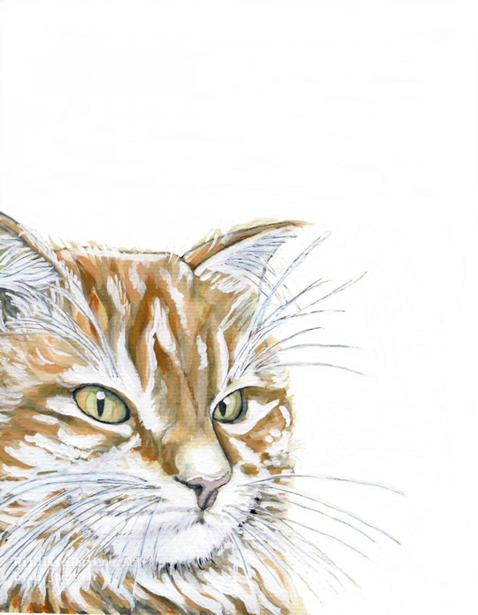 1600x2058 Watercolor Orange Cat Art Print, Pet Portrait, Contemporary Wall - Watercolor Cat Art