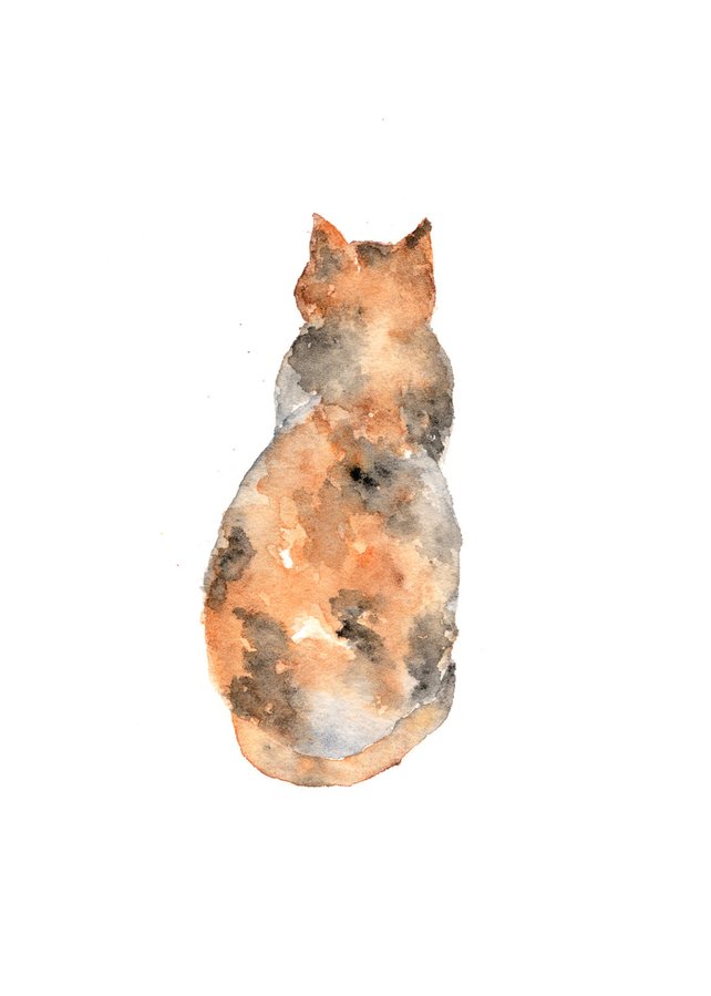 642x899 Watercolor Cat Painting Watercolor Painting Cat Art Cat Etsy - Watercolor Cat Art