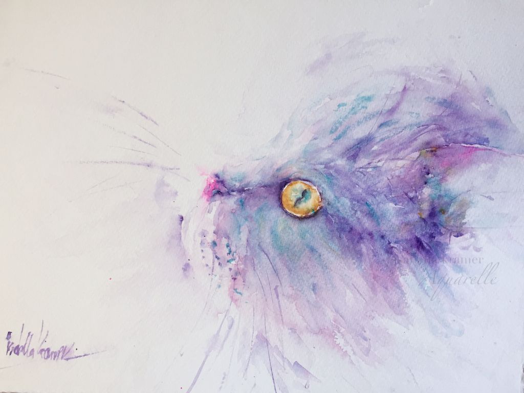 1024x768 Cat, Cat Eye, Cat Painting, Watercolor, Aquarell, Katze, Pets - Watercolor Cat Eyes