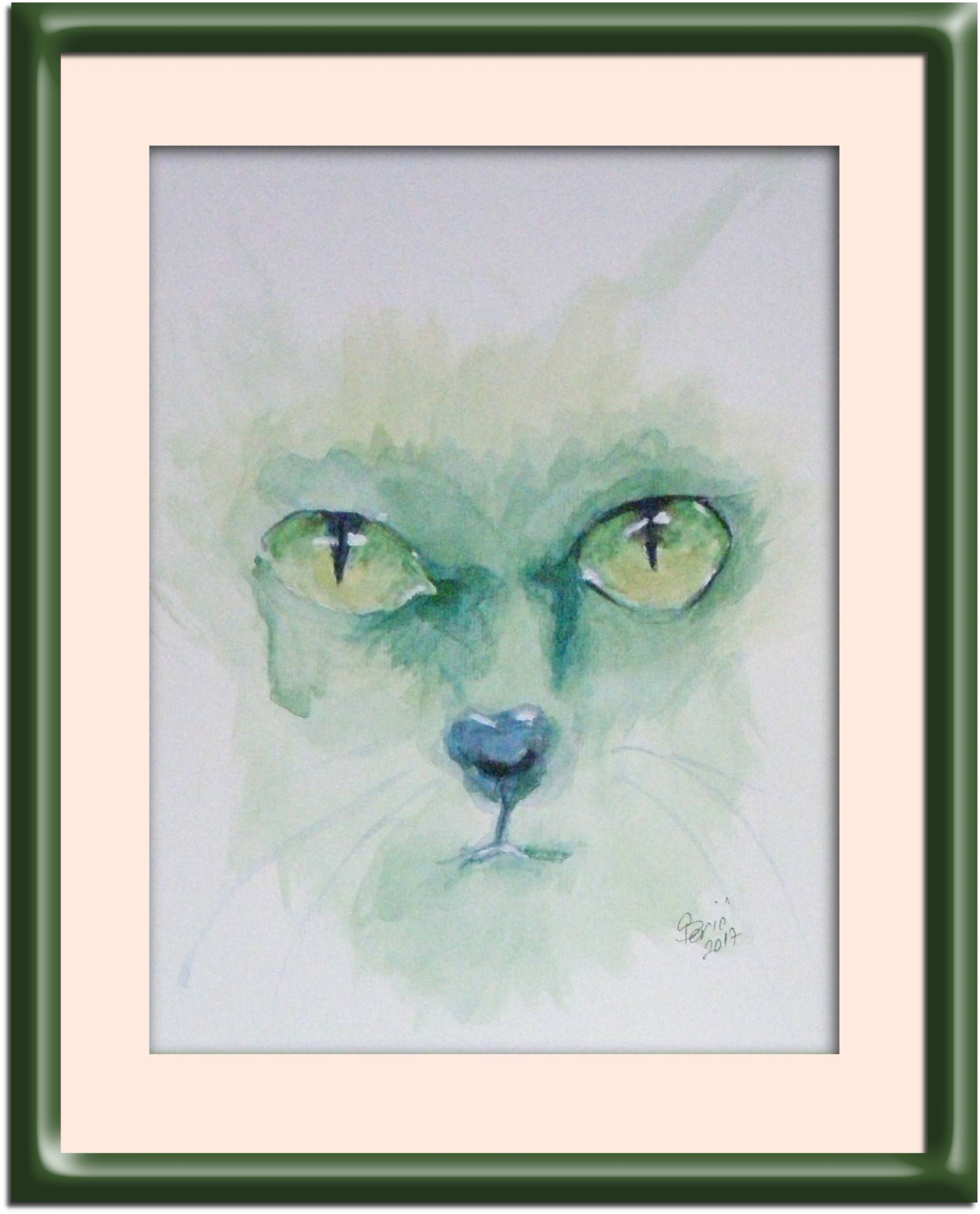 1920x2379 Green Cat Eyes Painting By Sinisa Peric Saatchi Art - Watercolor Cat Eyes