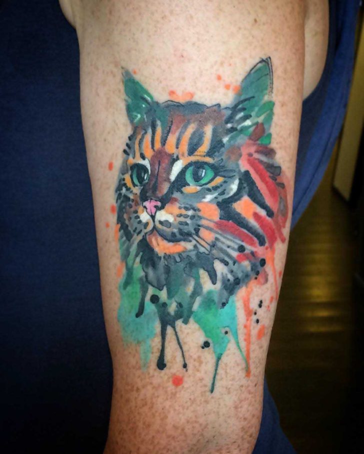 728x909 Cool Cat Tattoo Best Tattoo Ideas Gallery - Watercolor Cat Tattoo