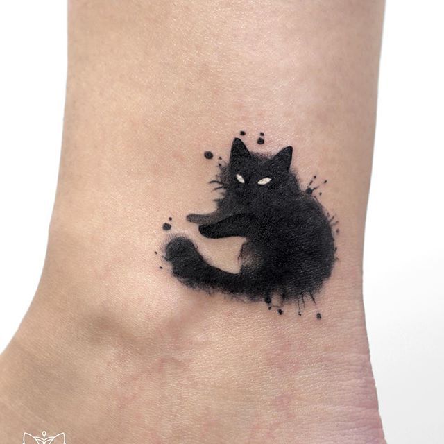 640x640 Magicals! Black Cat In Watercolor Style Tattoos - Watercolor Cat Tattoo