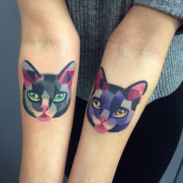640x640 Watercolor Cats - Watercolor Cat Tattoo