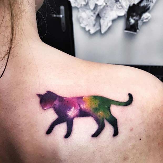 620x620 51 Watercolor Tattoo Ideas For Women - Watercolor Cat Tattoo