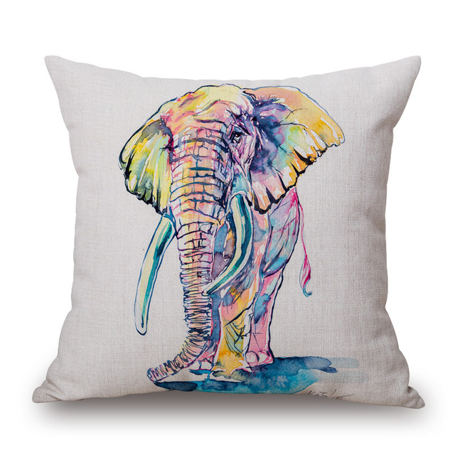 640x640 1 Piece Watercolor Painting Elephant Pattern Seat Hug Pillow Cover - Watercolor Chair