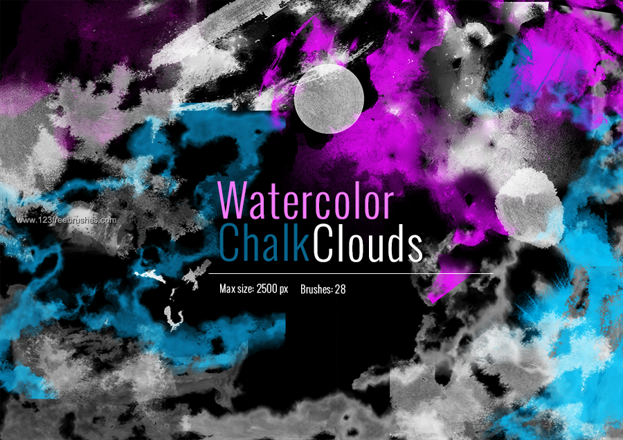 900x636 Clouds Chalk Watercolor Free Brushes Download 123freebrushes - Watercolor Chalk