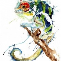 200x200 Chameleon Tattoo Designs - Watercolor Chameleon