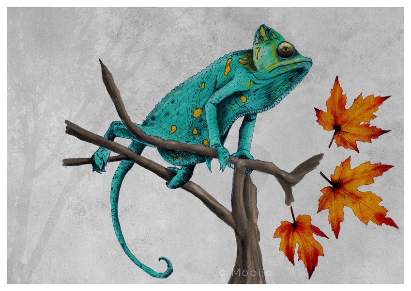 849x600 Drawn Cameleon Watercolor - Watercolor Chameleon