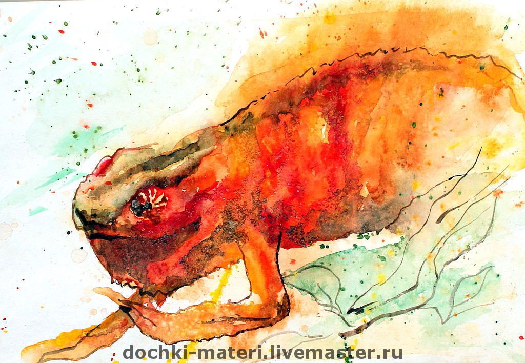 1024x708 The Picture Funny Chameleon Shop Online On Livemaster With - Watercolor Chameleon