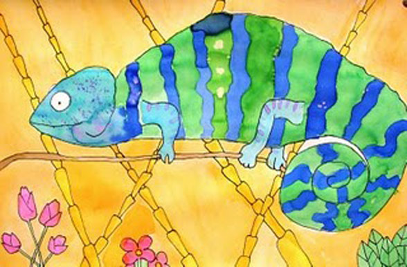 588x386 Watercolor Chameleon Art Lesson Deep Space Sparkle - Watercolor Chameleon
