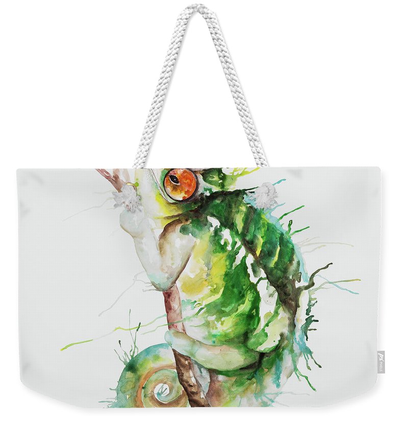 800x845 Watercolor Chameleon Weekender Tote Bag For Sale By Atelier B Art - Watercolor Chameleon