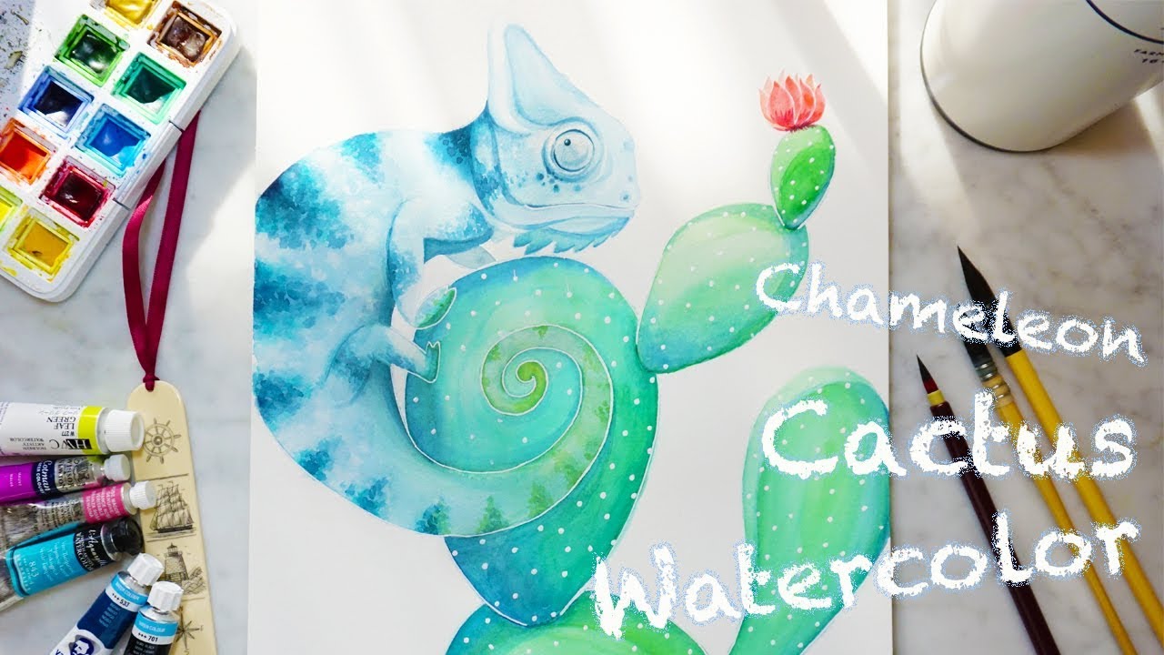 1280x720 Watercolor Cactus Watercolor Chameleon - Watercolor Chameleon