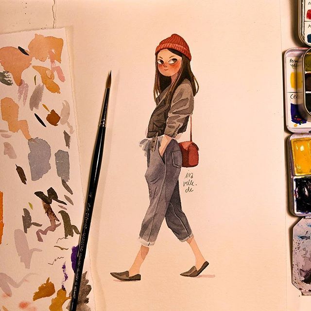 640x640 Finished. Details Are Done With Polychromos . . - Watercolor Character Design