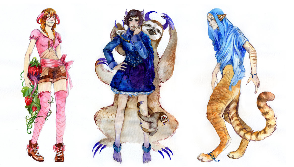 1186x673 Watercolor Adoptables Closed By Akreon - Watercolor Character Design