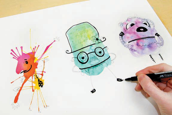 575x383 Watercolor Blob Characters Quarto Knows Blog - Watercolor Characters