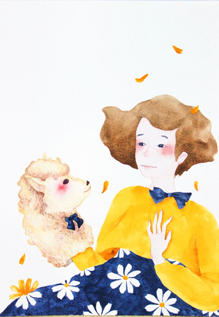 700x1011 Wonderful Combination Of Watercolor Characters And Water Flowers - Watercolor Characters