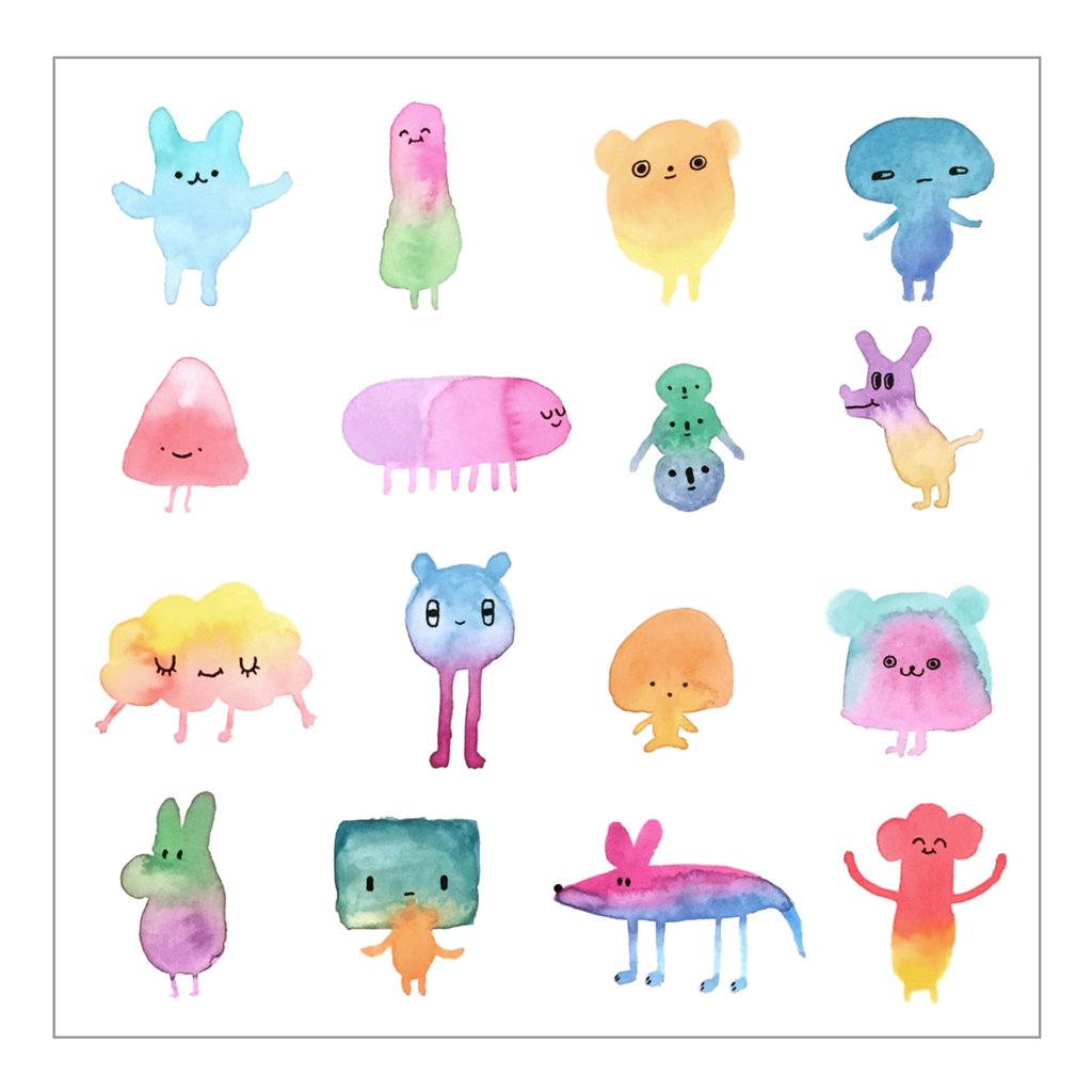 1024x1024 Art Print - Watercolor Characters
