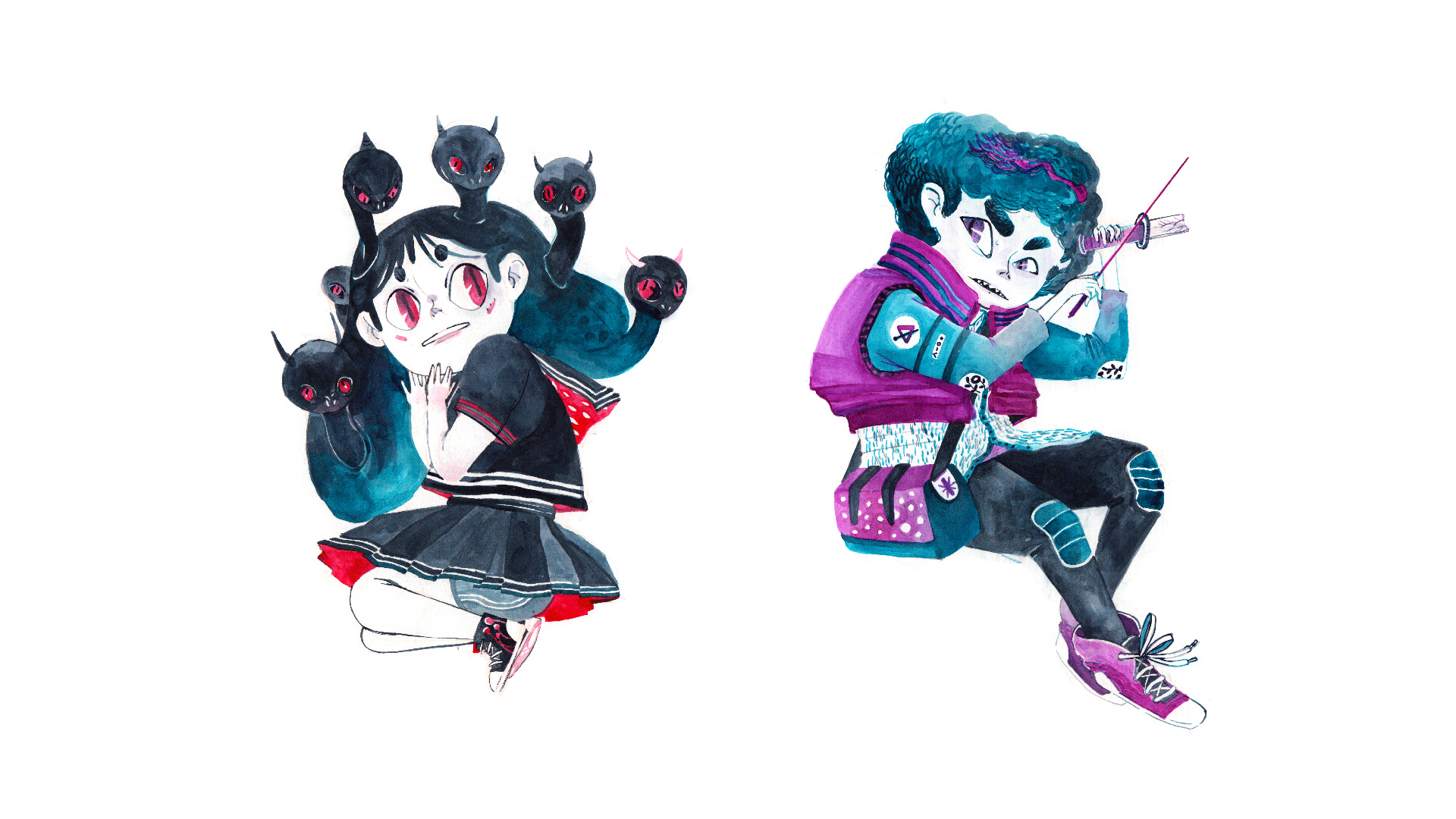 1920x1080 Watercolor Characters - Watercolor Characters