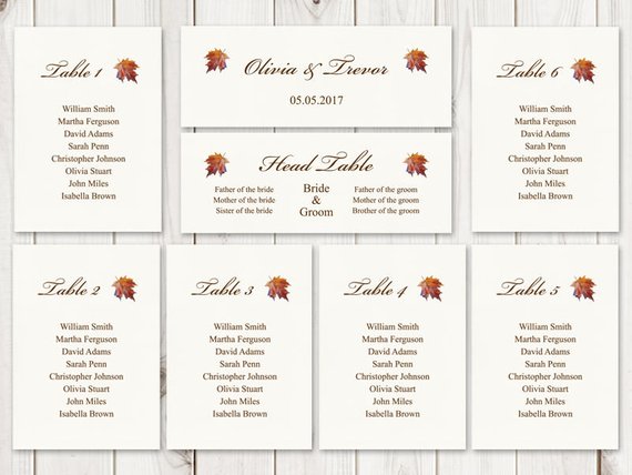 570x428 Watercolor Wedding Seating Chart Template Fall In Etsy - Watercolor Chart Template