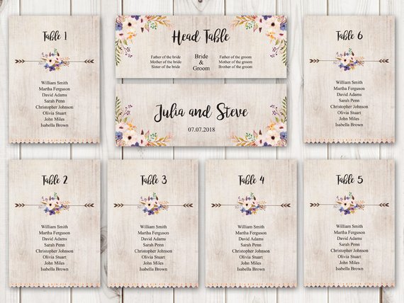 570x428 Watercolor Wedding Seating Chart Template Whimsical Garden - Watercolor Chart Template