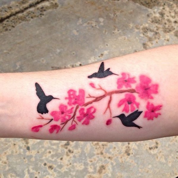 600x600 Cute Examples Of Cherry Blossom Tattoos - Watercolor Cherry Blossom Tattoo