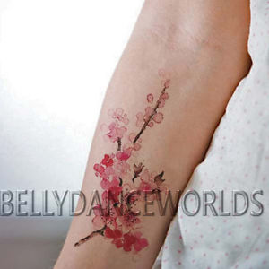 300x300 Realistic Watercolor Cherry Blossom Temporary Tattoo Forearm - Watercolor Cherry Blossom Tattoo
