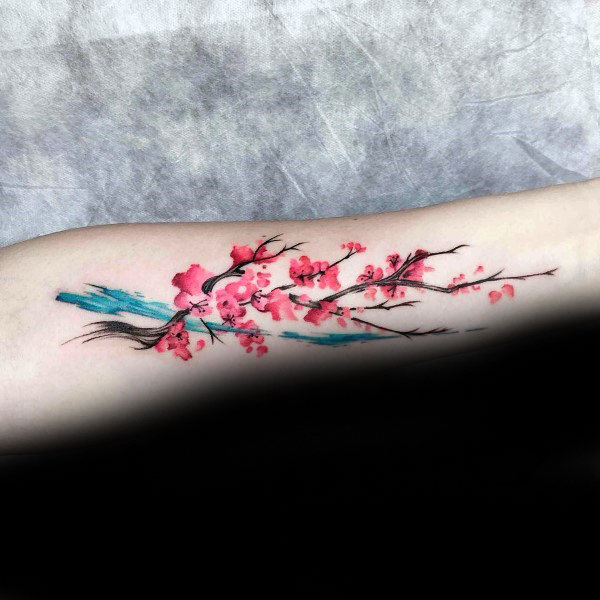 600x600 100 Cherry Blossom Tattoo Designs For Men - Watercolor Cherry Bloss...