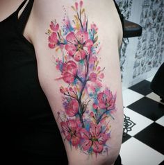 236x238 The 50 Best Cherry Blossom Tattoos Ever Inked Tattoos - Watercolor Cherry Blossom Tattoo