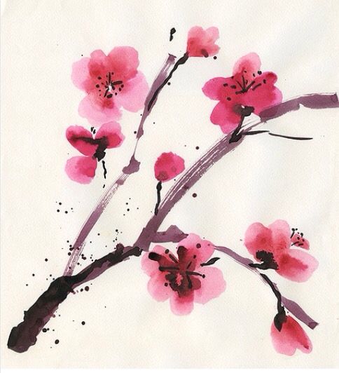 484x532 Watercolor Cherry Blossom Tattoo Idea Tattoos - Watercolor Cherry Blossom Tattoo