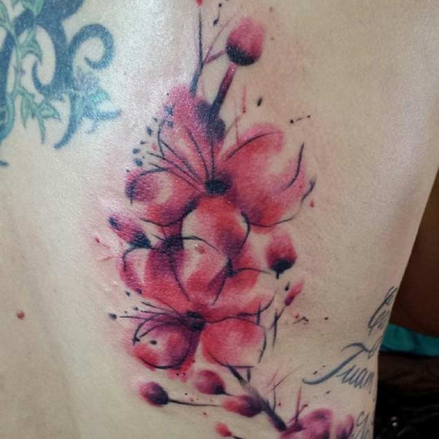 635x635 Watercolor Cherry Blossom Tattoo - Watercolor Cherry Blossom Tattoo