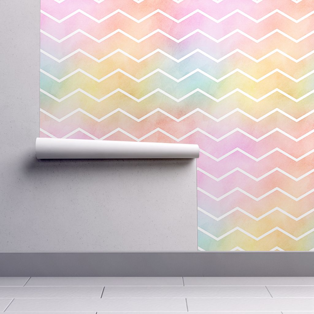 1024x1024 Pastel Rainbow Watercolor Chevron Pattern 2 On Isobar By - Watercolor Chevron Wallpaper