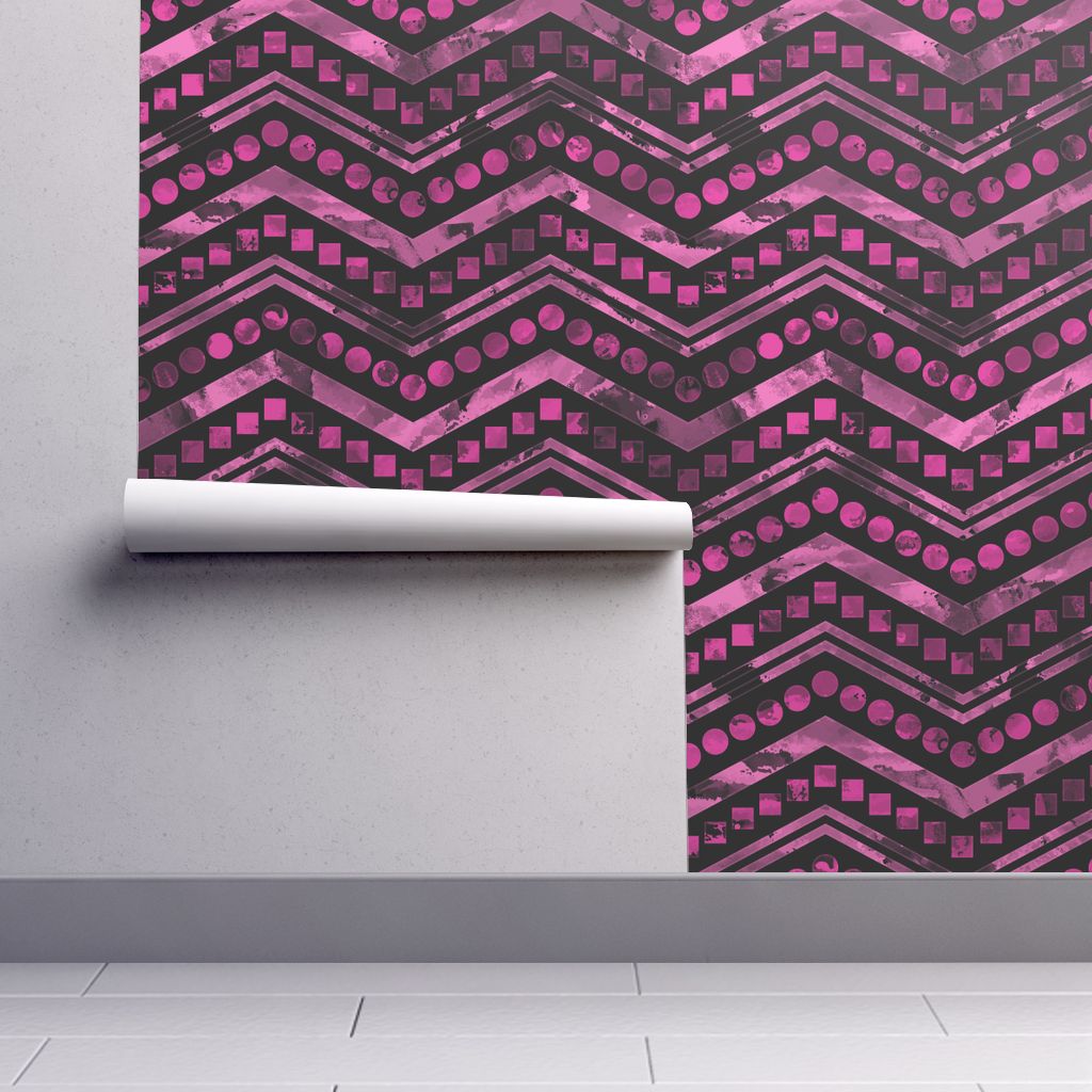 1024x1024 Watercolor Chevron Mix Black Pink On Isobar By Wickedrefined - Watercolor Chevron Wallpaper