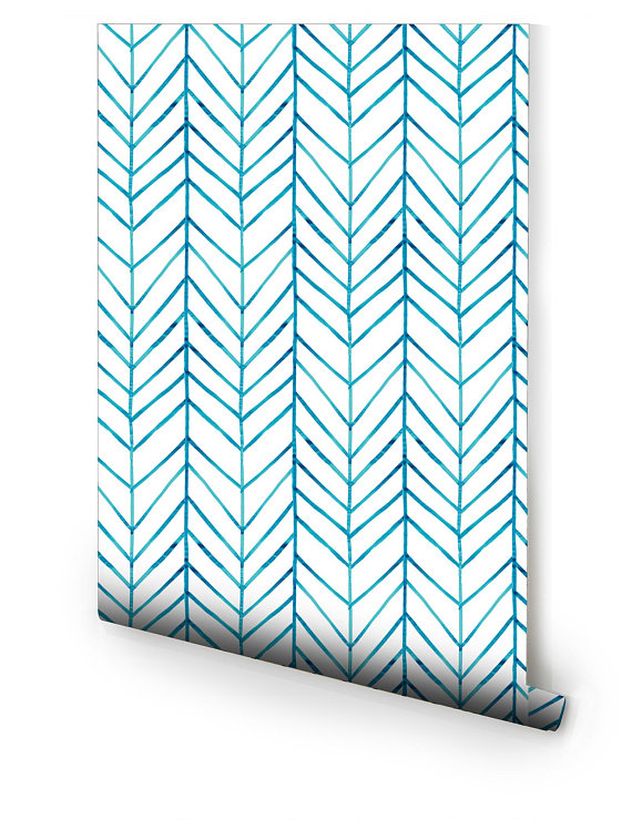 570x740 Blue Watercolor Chevron Pre Pasted Wallpaper - Watercolor Chevron Wallpaper