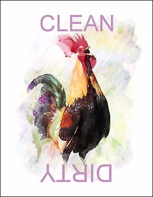 311x400 Metal Dishwasher Magnet Rooster Bird Chicken Watercolor Clean - Watercolor Chicken