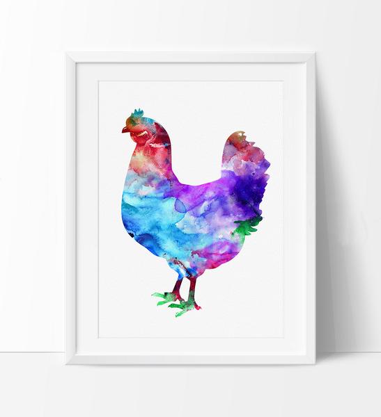 547x600 Chicken Art Print, Watercolor Art, Chicken Print, Chicken - Watercolor Chicken