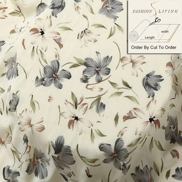 640x640 150cm Wide Watercolor Floral Printed Pearl Chiffon Fabric Apparel - Watercolor Chiffon Fabric