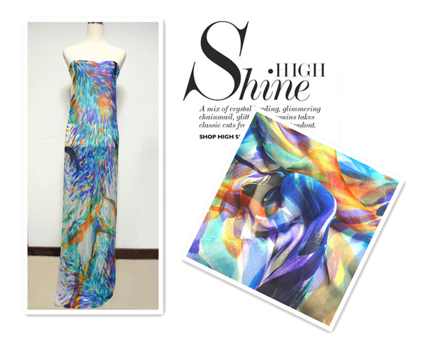 850x680 Free Shipping Fashion Ink Watercolor Style Silk Chiffon Printed - Watercolor Chiffon Fabric