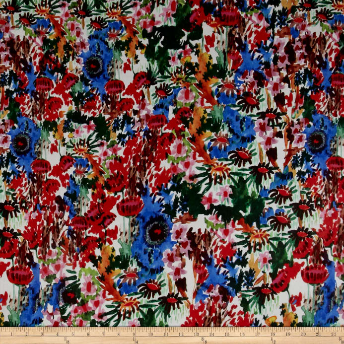 693x693 Thakoon Watercolor Floral Chiffon Forest Greenmulti - Watercolor Chiffon Fabric