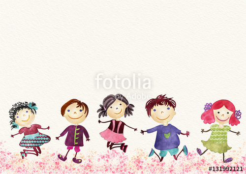 500x354 Happy Children. Watercolor Illustration. Stock Photo And Royalty - Watercolor Children