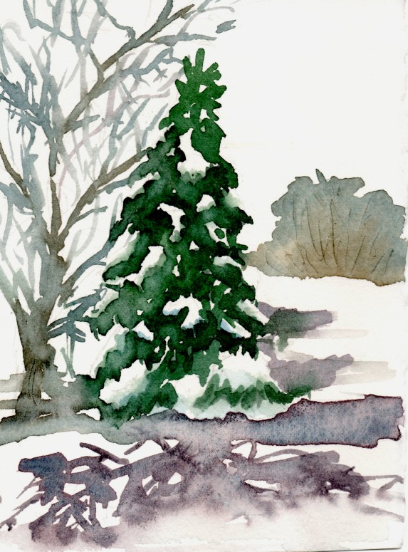 573x775 Watercolors And Words Ideas For Christmas Cards - Watercolor Christmas Card Ideas
