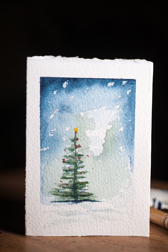 570x856 Watercolor Christmas Cards, Set Of 3, Each One Hand Painted - Watercolor Christmas Cards