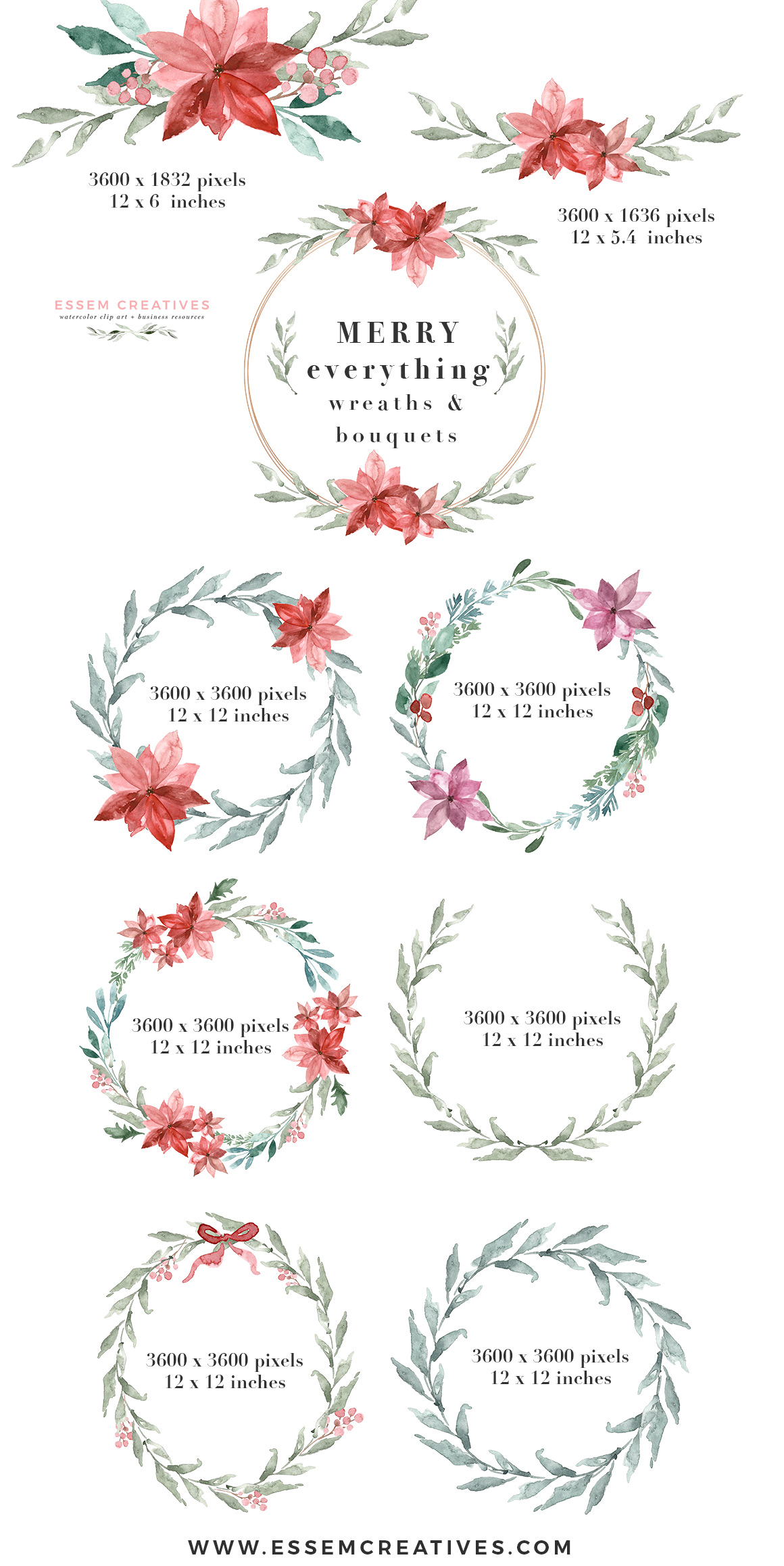 1160x2316 Watercolor Christmas Card Template, Christmas Wreath Clipart - Watercolor Christmas Cards