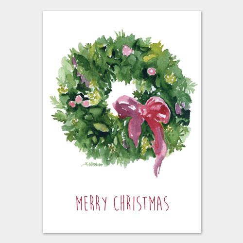 500x500 Watercolor Christmas Wreath Christmas Cards Set Susan Windsor - Watercolor Christmas Cards