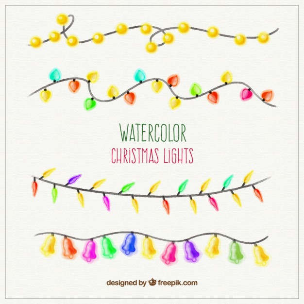 626x626 Free Vector Hand Painted Christmas Lights - Watercolor Christmas Lights