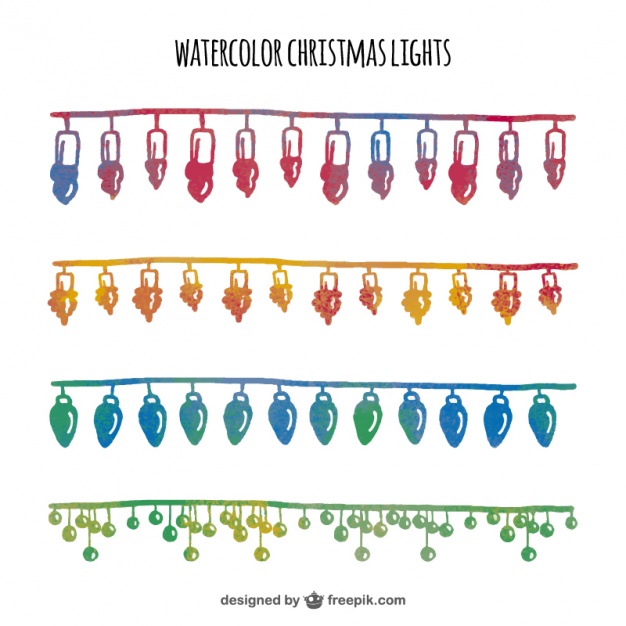 626x626 Pack Of Watercolor Christmas Lights Vector Free Download - Watercolor Christmas Lights