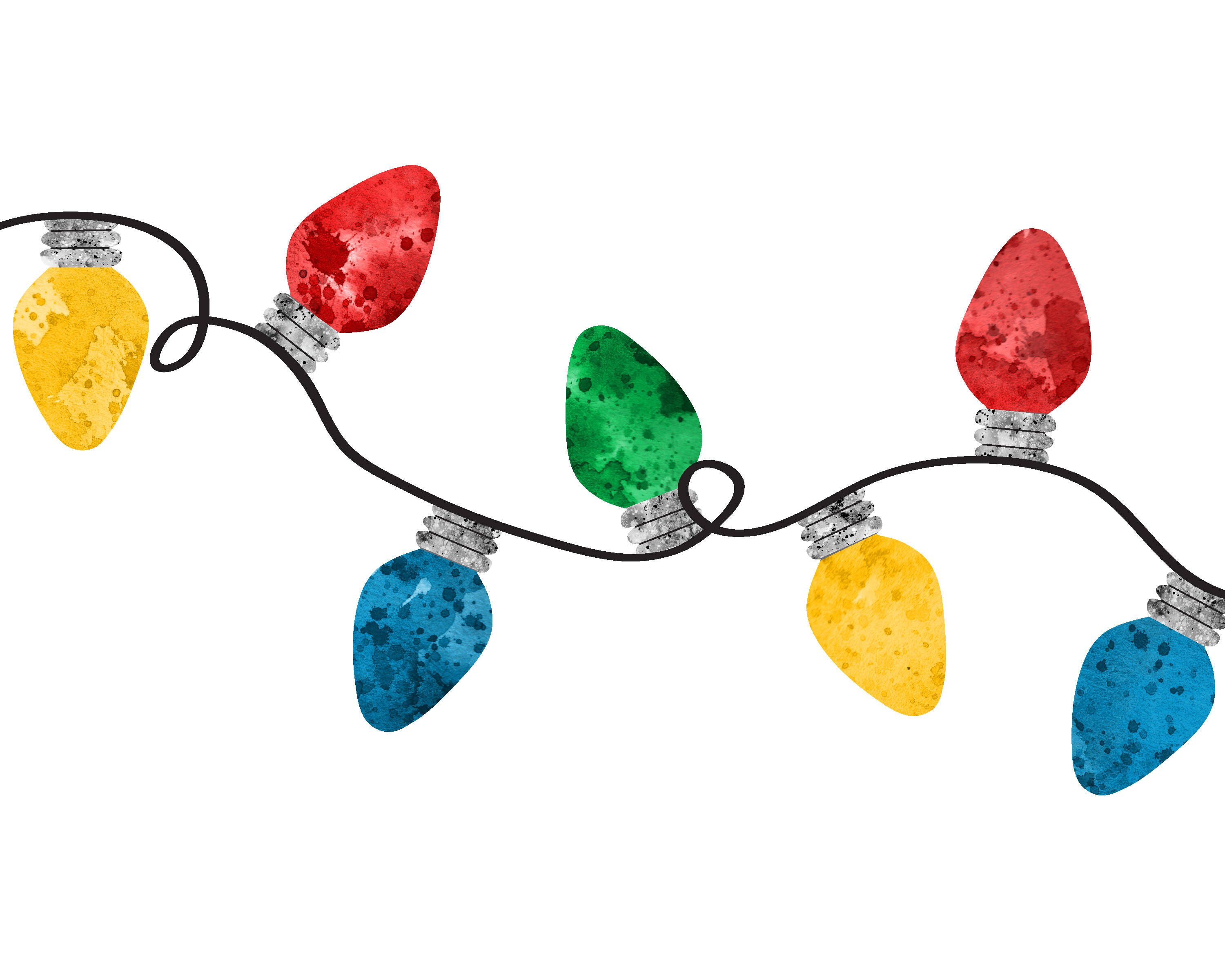 3000x2400 Pin By Gauthier Design Studio On Home For The Holidays - Watercolor Christmas Lights