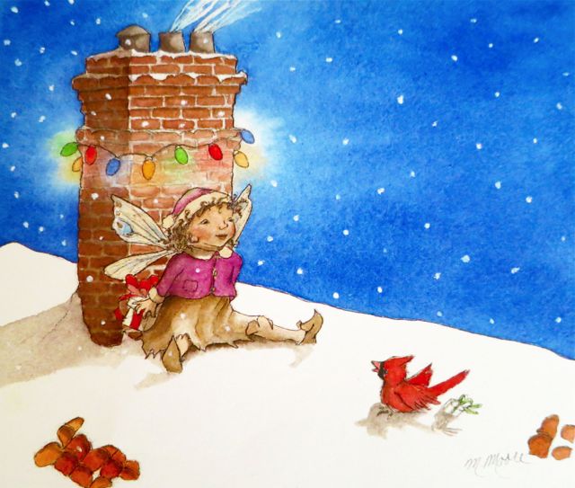 640x543 Watercolor Christmas Lights Glow In The Snow - Watercolor Christmas Lights