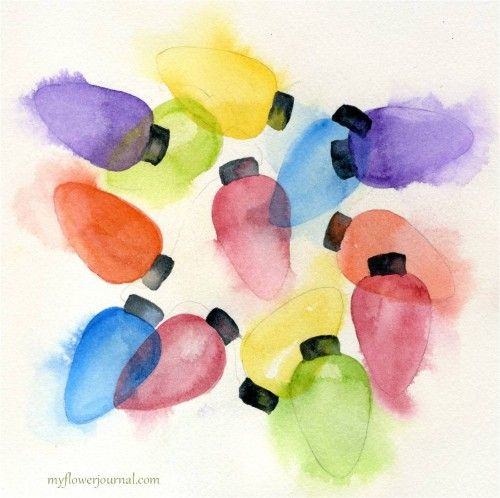 500x498 Watercolor Christmas Lights That Glow Watercolor Christmas - Watercolor Christmas Lights